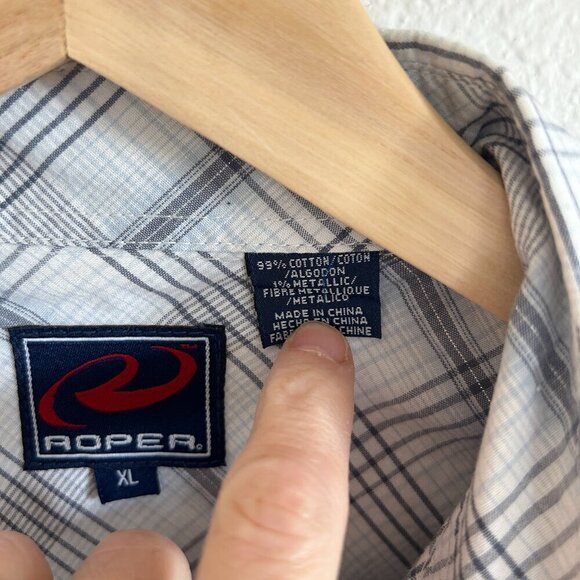 Roper Shirt Pearl Snap Embroidered Plaid Metallic Western Rodeo Cowboy - Picture 9 of 9